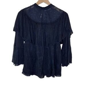 Soft Surroundings Women’s Lace 3/4 Bell Sleeve Ruffle Top Size PS New With Tags